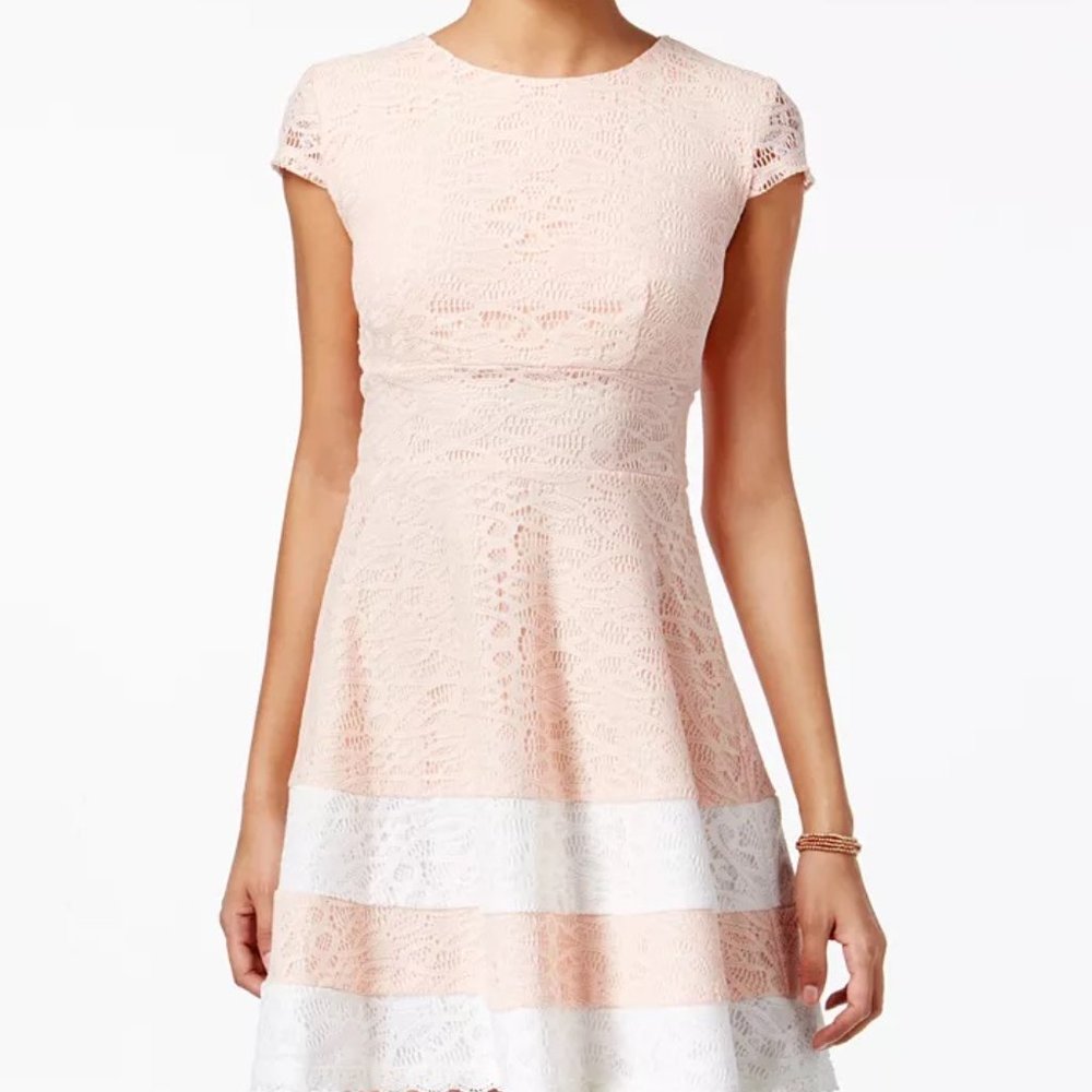 TEEZE ME Juniors' Lace Fit & Flare Dress